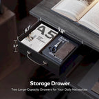 Bureau debout réglable en hauteur électrique avec deux tiroirs, tablette de clavier et bandes LED, gris rustique / marron rustique, style moderne, 1 personne