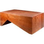 Table basse angulaire en bois massif, bois naturel/noir, silhouette bloc, style moderne