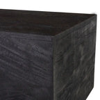 Table basse angulaire en bois massif, bois naturel/noir, silhouette bloc, style moderne