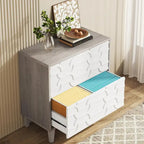 Meuble de rangement latéral à 2 tiroirs, blanc/marron, rangement pour bureau à domicile