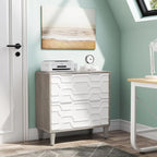Meuble de rangement latéral à 2 tiroirs, blanc/marron, rangement pour bureau à domicile