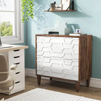 Meuble de rangement latéral à 2 tiroirs, blanc/marron, rangement pour bureau à domicile