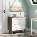 Meuble de rangement latéral à 2 tiroirs, blanc/marron, rangement pour bureau à domicile
