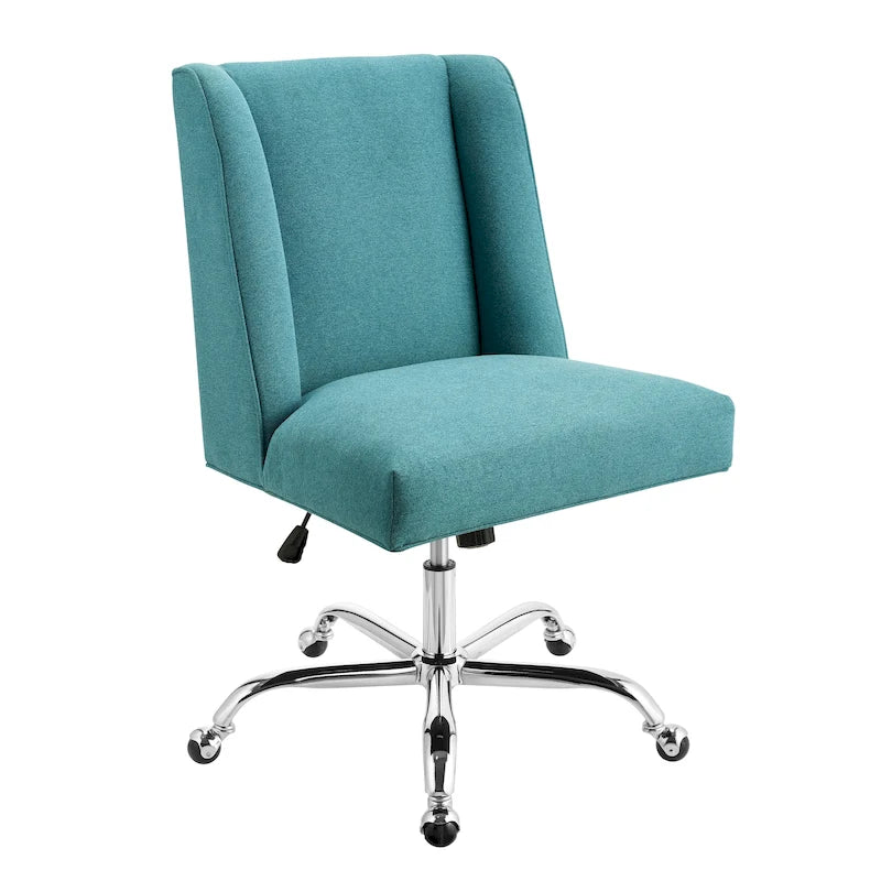 Chaise de bureau pivotante rembourrée avec garniture cloutée et roulettes, plusieurs couleurs, style traditionnel, 1 personne