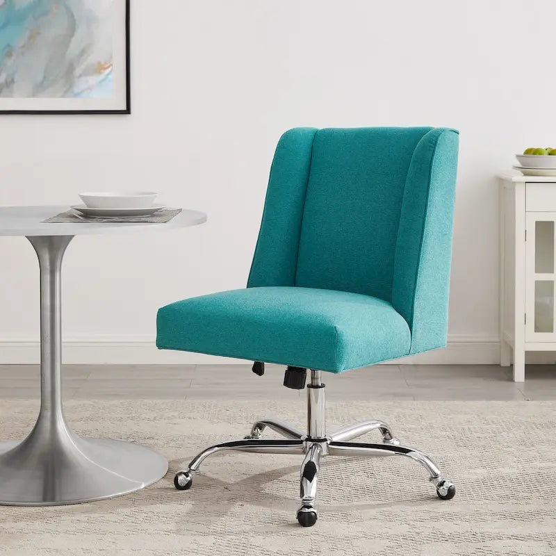 Chaise de bureau pivotante rembourrée avec garniture cloutée et roulettes, plusieurs couleurs, style traditionnel, 1 personne