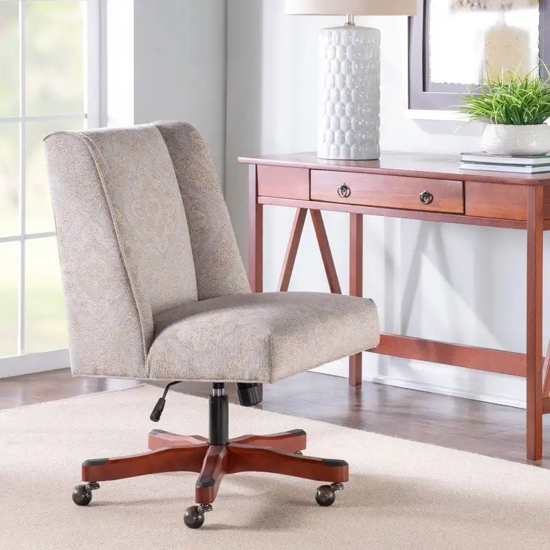 Chaise de bureau pivotante rembourrée avec garniture cloutée et roulettes, plusieurs couleurs, style traditionnel, 1 personne