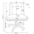Chaise de bureau pivotante rembourrée avec garniture cloutée et roulettes, plusieurs couleurs, style traditionnel, 1 personne