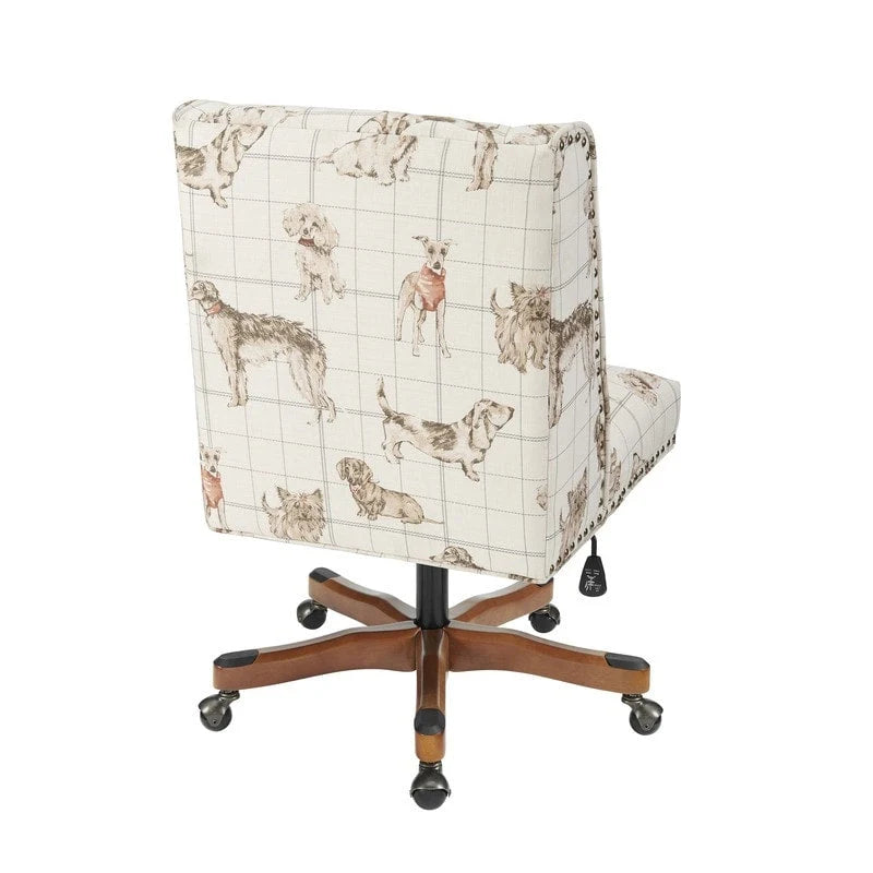 Chaise de bureau pivotante rembourrée avec garniture cloutée et roulettes, plusieurs couleurs, style traditionnel, 1 personne