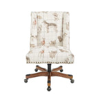 Chaise de bureau pivotante rembourrée avec garniture cloutée et roulettes, plusieurs couleurs, style traditionnel, 1 personne