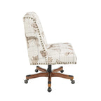 Chaise de bureau pivotante rembourrée avec garniture cloutée et roulettes, plusieurs couleurs, style traditionnel, 1 personne