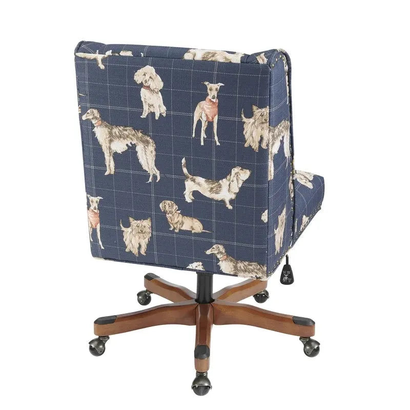 Chaise de bureau pivotante rembourrée avec garniture cloutée et roulettes, plusieurs couleurs, style traditionnel, 1 personne