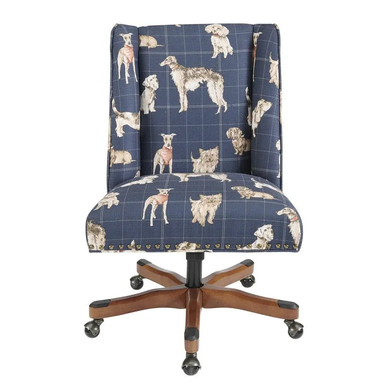 Chaise de bureau pivotante rembourrée avec garniture cloutée et roulettes, plusieurs couleurs, style traditionnel, 1 personne