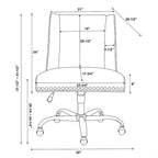 Chaise de bureau pivotante rembourrée avec garniture cloutée et roulettes, plusieurs couleurs, style traditionnel, 1 personne