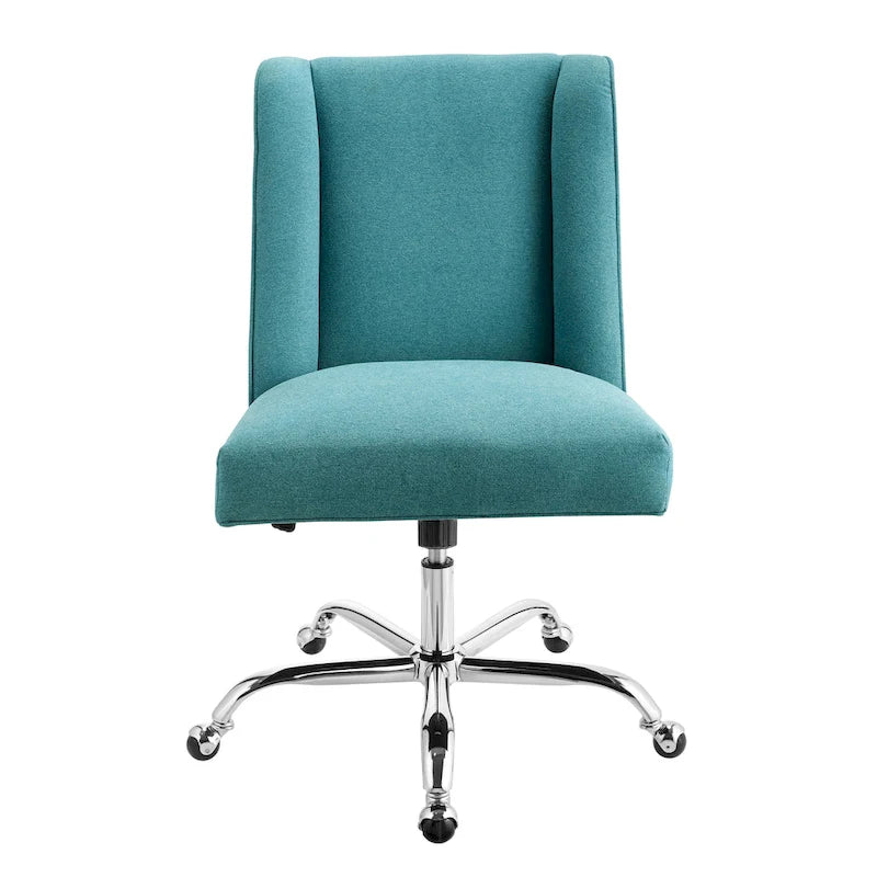 Chaise de bureau pivotante rembourrée avec garniture cloutée et roulettes, plusieurs couleurs, style traditionnel, 1 personne
