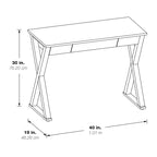 Bureau d'écriture en X avec tiroir accessoire, noir/blanc, style moderne, 1 personne
