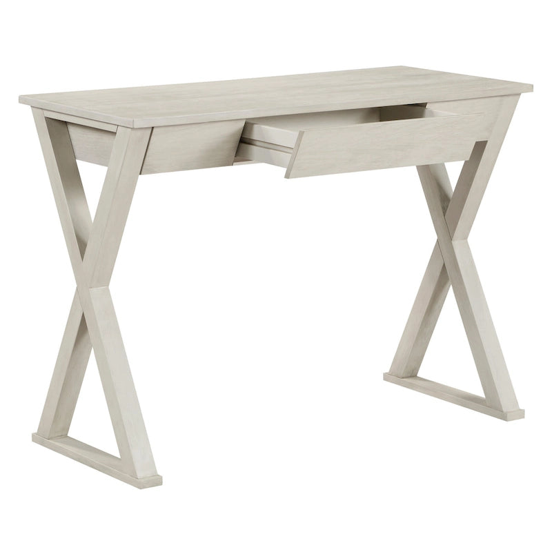 Bureau d'écriture en X avec tiroir accessoire, noir/blanc, style moderne, 1 personne