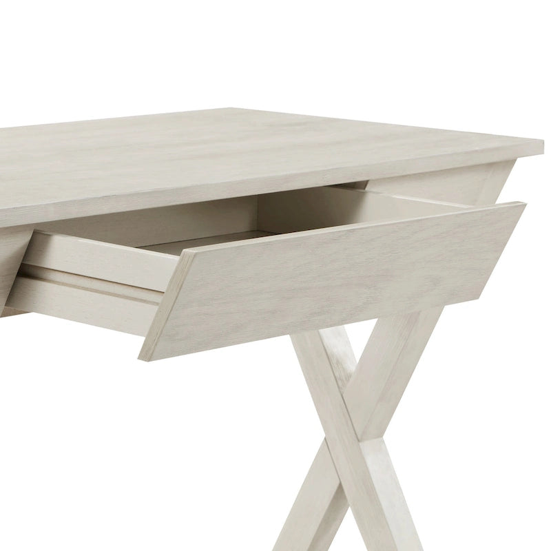Bureau d'écriture en X avec tiroir accessoire, noir/blanc, style moderne, 1 personne