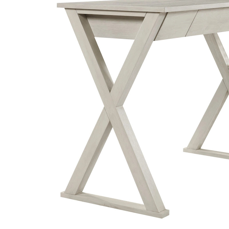 Bureau d'écriture en X avec tiroir accessoire, noir/blanc, style moderne, 1 personne
