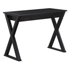 Bureau d'écriture en X avec tiroir accessoire, noir/blanc, style moderne, 1 personne