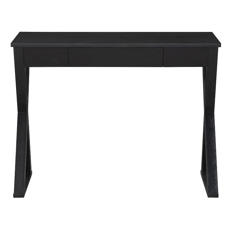 Bureau d'écriture en X avec tiroir accessoire, noir/blanc, style moderne, 1 personne
