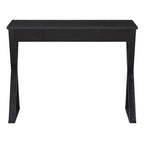 Bureau d'écriture en X avec tiroir accessoire, noir/blanc, style moderne, 1 personne