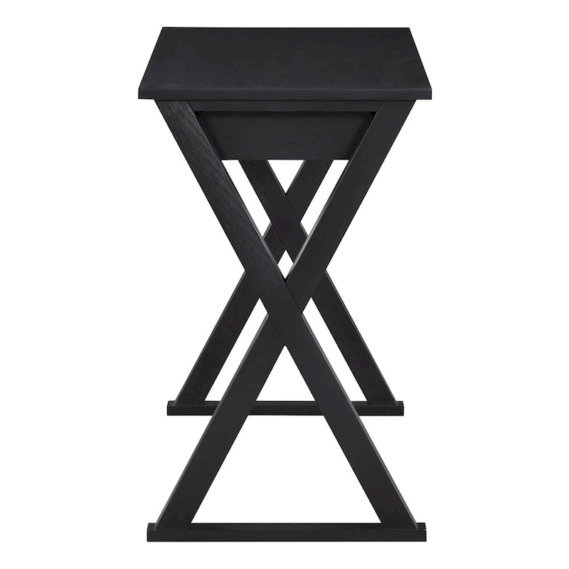 Bureau d'écriture en X avec tiroir accessoire, noir/blanc, style moderne, 1 personne