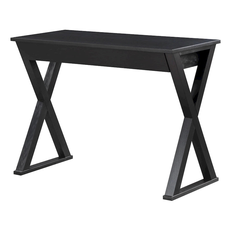 Bureau d'écriture en X avec tiroir accessoire, noir/blanc, style moderne, 1 personne