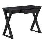 Bureau d'écriture en X avec tiroir accessoire, noir/blanc, style moderne, 1 personne