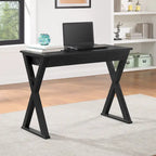 Bureau d'écriture en X avec tiroir accessoire, noir/blanc, style moderne, 1 personne