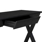 Bureau d'écriture en X avec tiroir accessoire, noir/blanc, style moderne, 1 personne