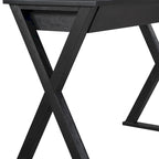 Bureau d'écriture en X avec tiroir accessoire, noir/blanc, style moderne, 1 personne