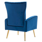 Fauteuil d'appoint dossier haut en velours avec pieds en métal doré, gris / rose / bleu, 1 personne
