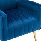 Fauteuil d'appoint dossier haut en velours avec pieds en métal doré, gris / rose / bleu, 1 personne