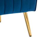 Fauteuil d'appoint dossier haut en velours avec pieds en métal doré, gris / rose / bleu, 1 personne