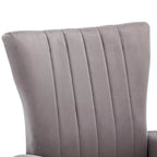 Fauteuil d'appoint dossier haut en velours avec pieds en métal doré, gris / rose / bleu, 1 personne