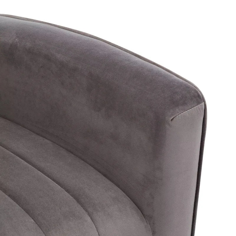 Fauteuil d'appoint dossier haut en velours avec pieds en métal doré, gris / rose / bleu, 1 personne