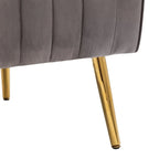 Fauteuil d'appoint dossier haut en velours avec pieds en métal doré, gris / rose / bleu, 1 personne