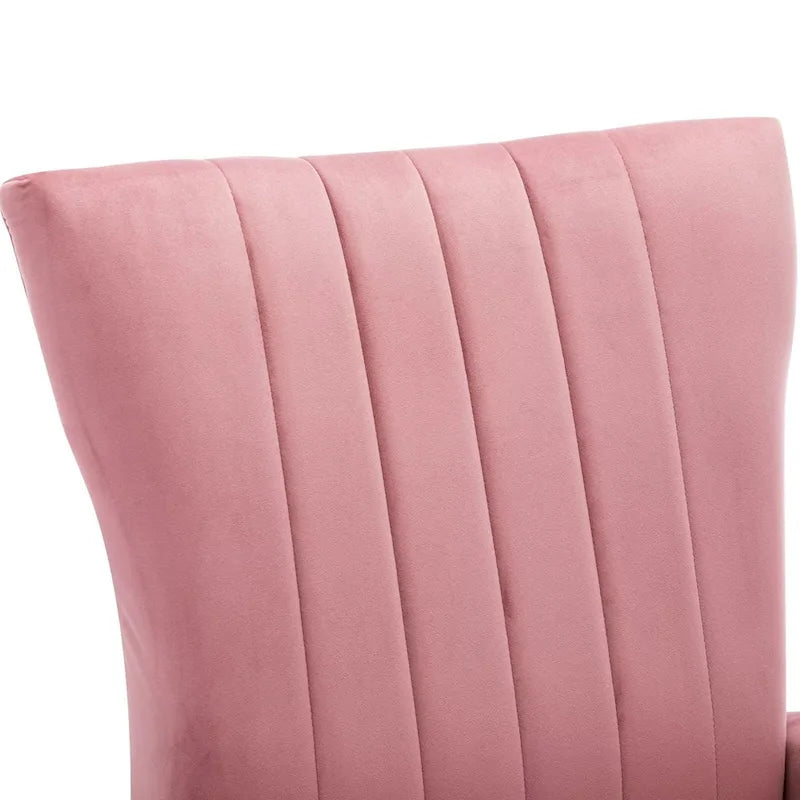 Fauteuil d'appoint dossier haut en velours avec pieds en métal doré, gris / rose / bleu, 1 personne