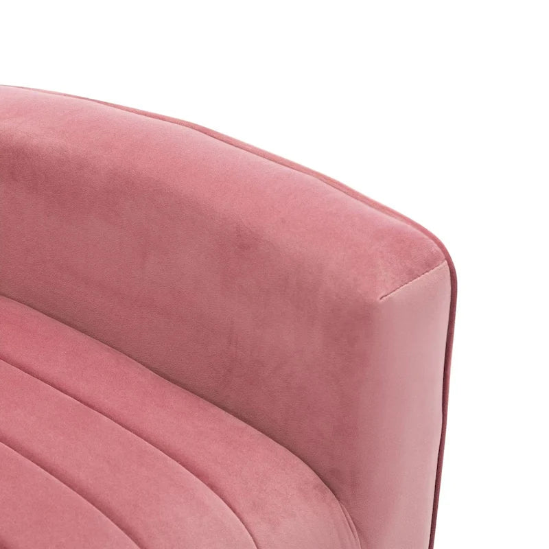 Fauteuil d'appoint dossier haut en velours avec pieds en métal doré, gris / rose / bleu, 1 personne