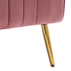 Fauteuil d'appoint dossier haut en velours avec pieds en métal doré, gris / rose / bleu, 1 personne