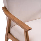 Fauteuil d'appoint en tissu avec cadre en bois massif, beige, assise à ressorts, 1 personne
