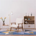 Fauteuil d'appoint en tissu avec cadre en bois massif, beige, assise à ressorts, 1 personne