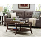 Perth Espresso Round End Table with Shelf