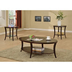 Table d'appoint ronde en bois dur / Table basse avec étagère inférieure, Espresso, Style classique