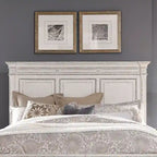 Tête de lit King Panel avec moulures et panneaux surélevés, blanc antique, style traditionnel, King