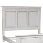 Tête de lit King Panel avec moulures et panneaux surélevés, blanc antique, style traditionnel, King