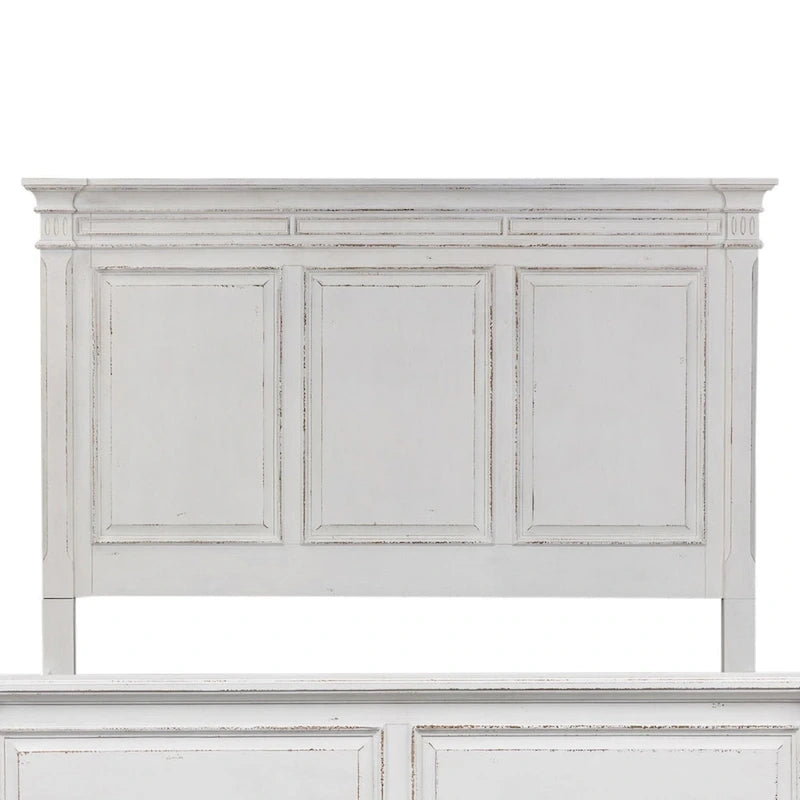 Tête de lit King Panel avec moulures et panneaux surélevés, blanc antique, style traditionnel, King