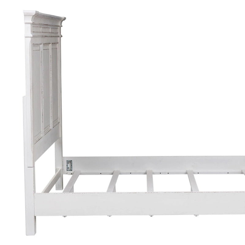 Tête de lit King Panel avec moulures et panneaux surélevés, blanc antique, style traditionnel, King