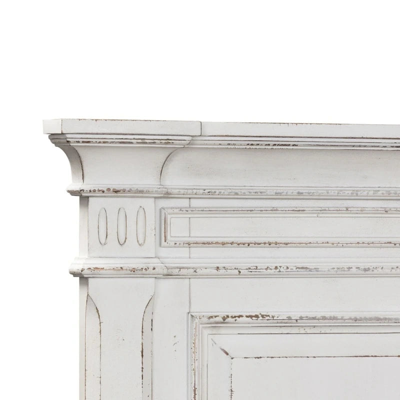 Tête de lit King Panel avec moulures et panneaux surélevés, blanc antique, style traditionnel, King