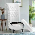 Fauteuil d'appoint en velours à dossier haut avec rangement, blanc / noir / bleu / gris, sans accoudoirs, 1 personne